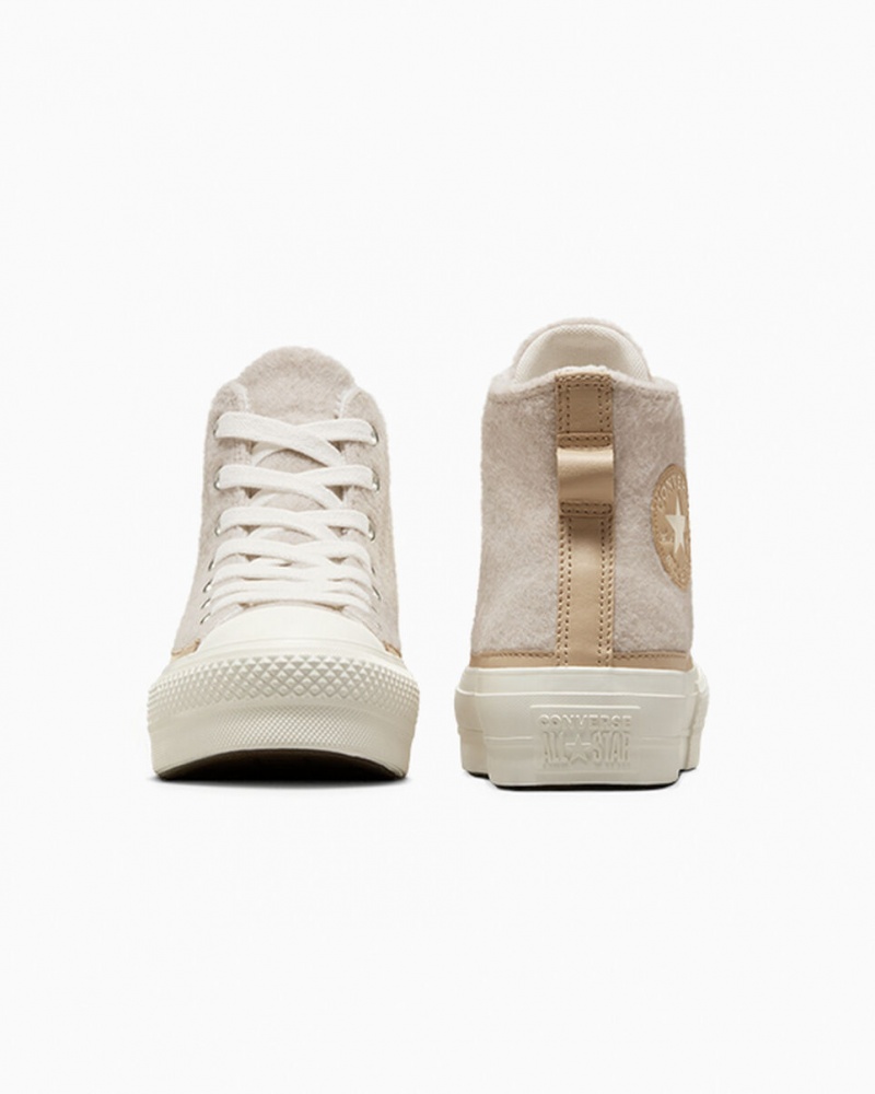 Converse Chuck Taylor All Star Lift Plataforma Faux Mohair Egret / Epic Dune / Egret | 501-BRUPSO