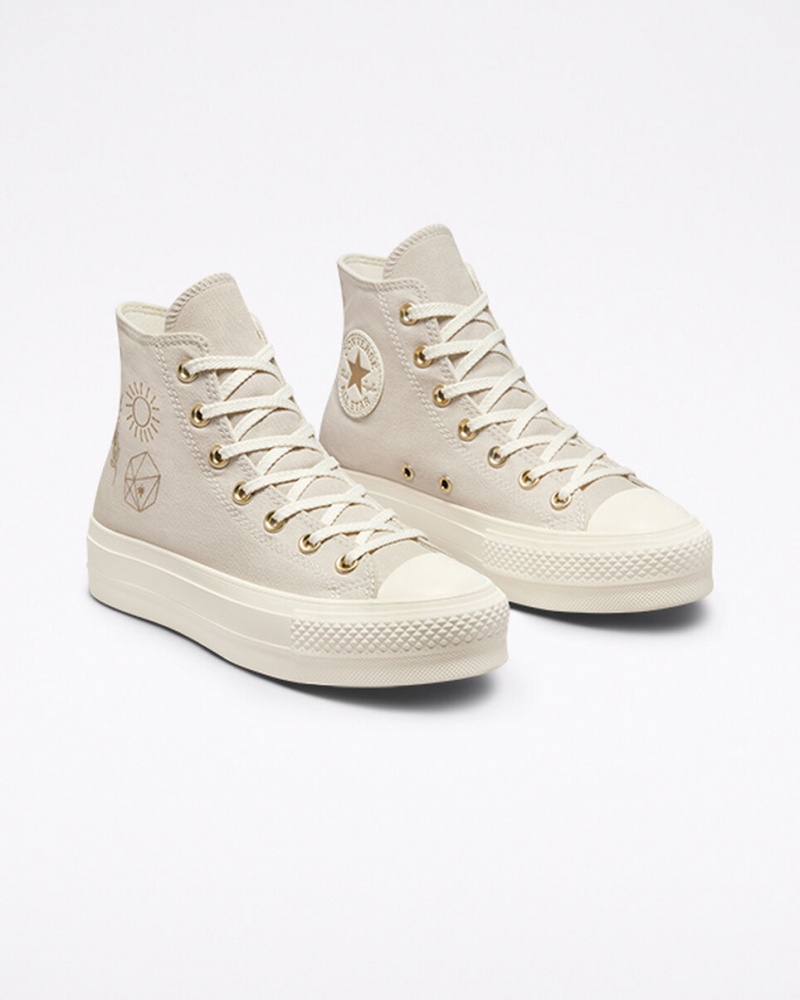 Converse Chuck Taylor All Star Lift Plataforma Golden Elements Doradas Claro | 510-RYSZFE