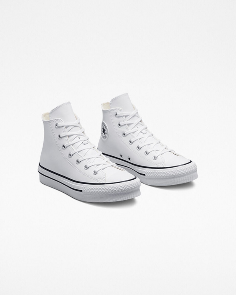 Converse Chuck Taylor All Star Lift Plataforma Cuero Blancas Negras | 021-YADCUN