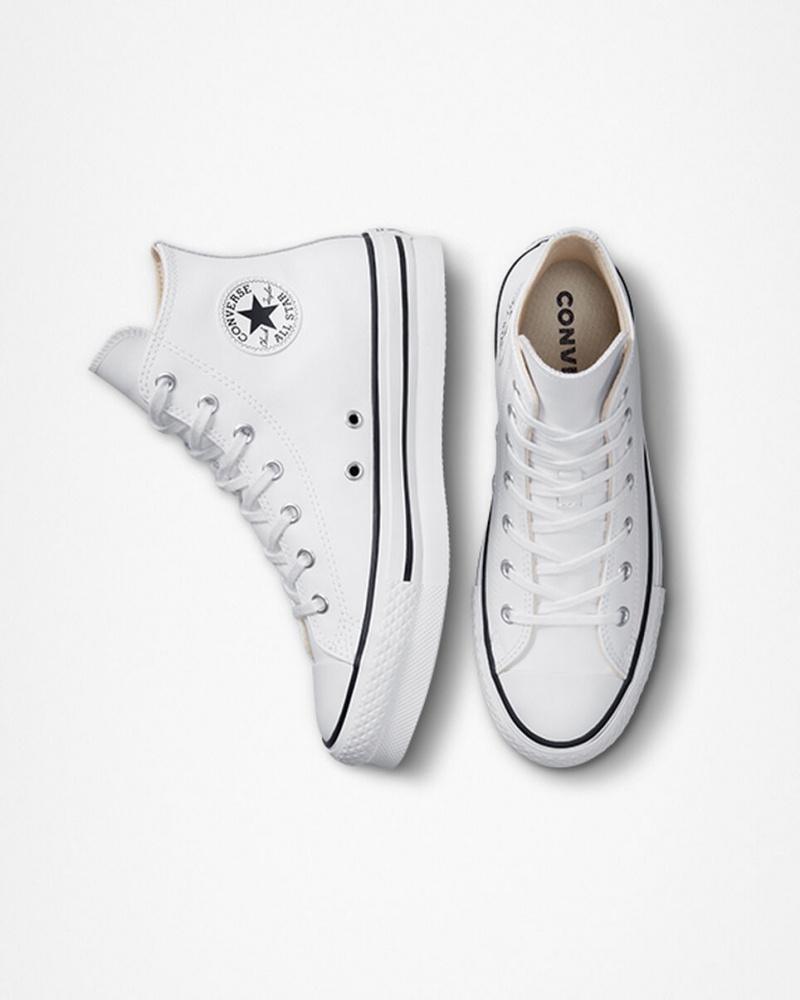 Converse Chuck Taylor All Star Lift Plataforma Cuero Blancas Negras | 836-BQRJAD