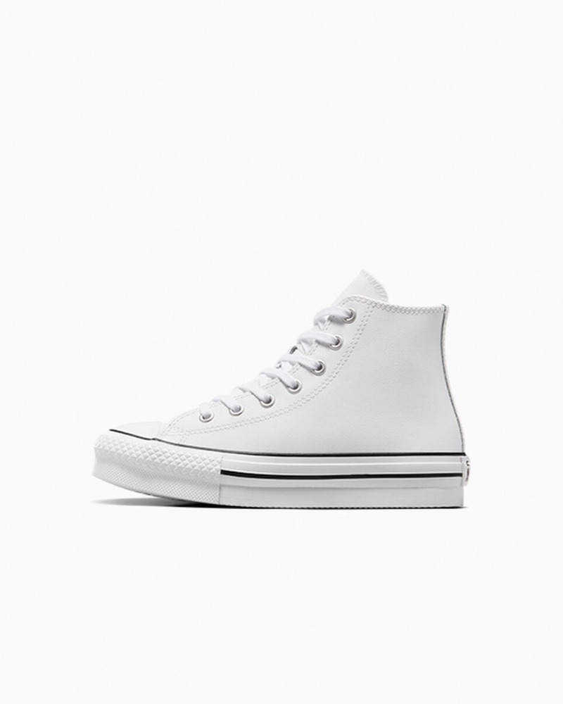 Converse Chuck Taylor All Star Lift Plataforma Cuero Blancas Negras | 457-HTEQCX