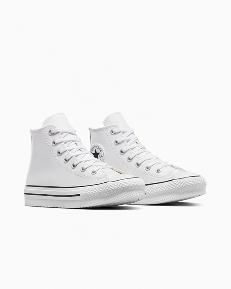 Converse Chuck Taylor All Star Lift Plataforma Cuero Blancas Negras | 457-HTEQCX