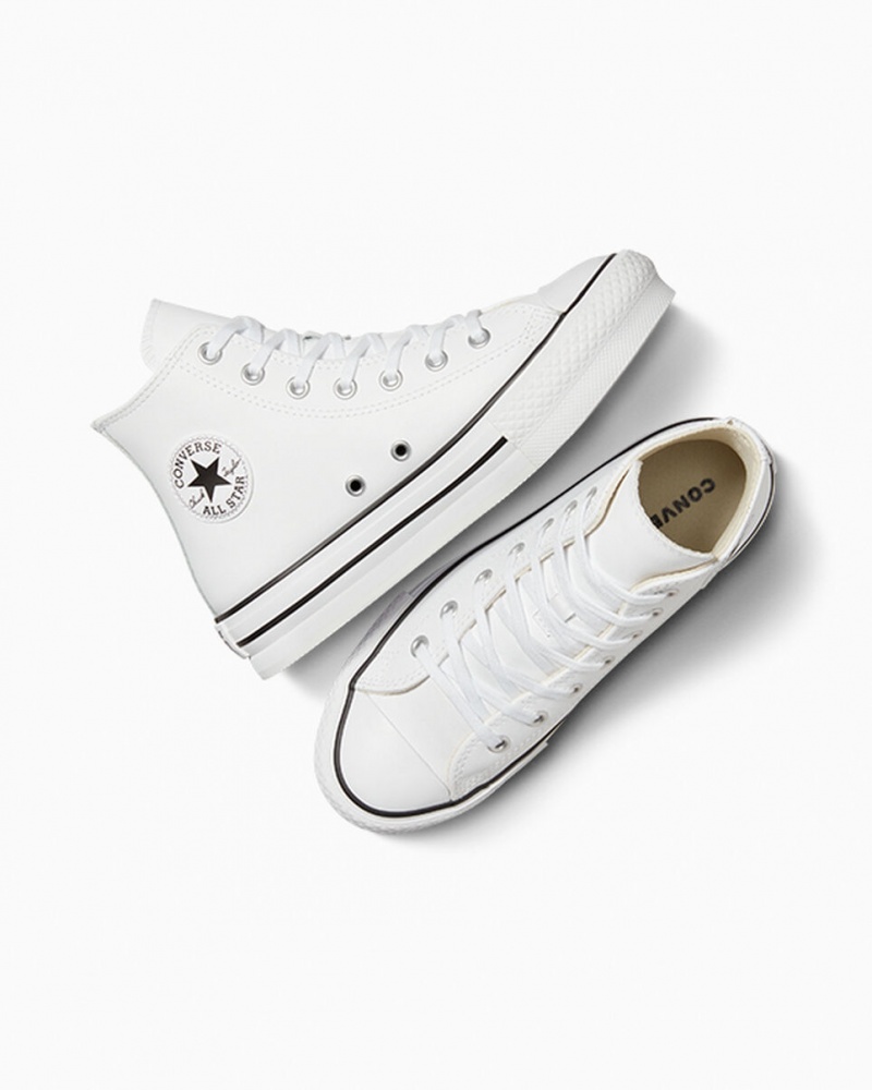 Converse Chuck Taylor All Star Lift Plataforma Cuero Blancas Negras | 457-HTEQCX