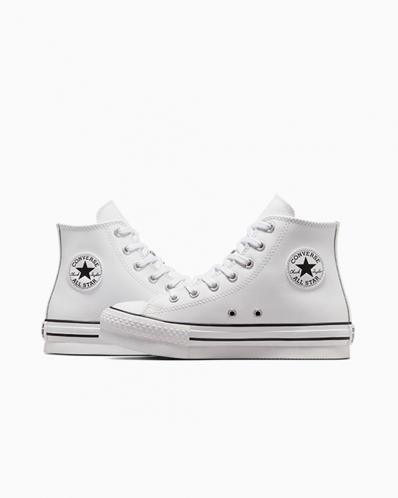 Converse Chuck Taylor All Star Lift Plataforma Cuero Blancas Negras | 457-HTEQCX