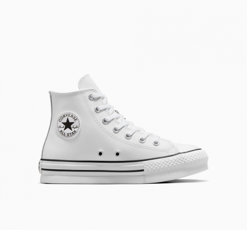 Converse Chuck Taylor All Star Lift Plataforma Cuero Blancas Negras | 457-HTEQCX