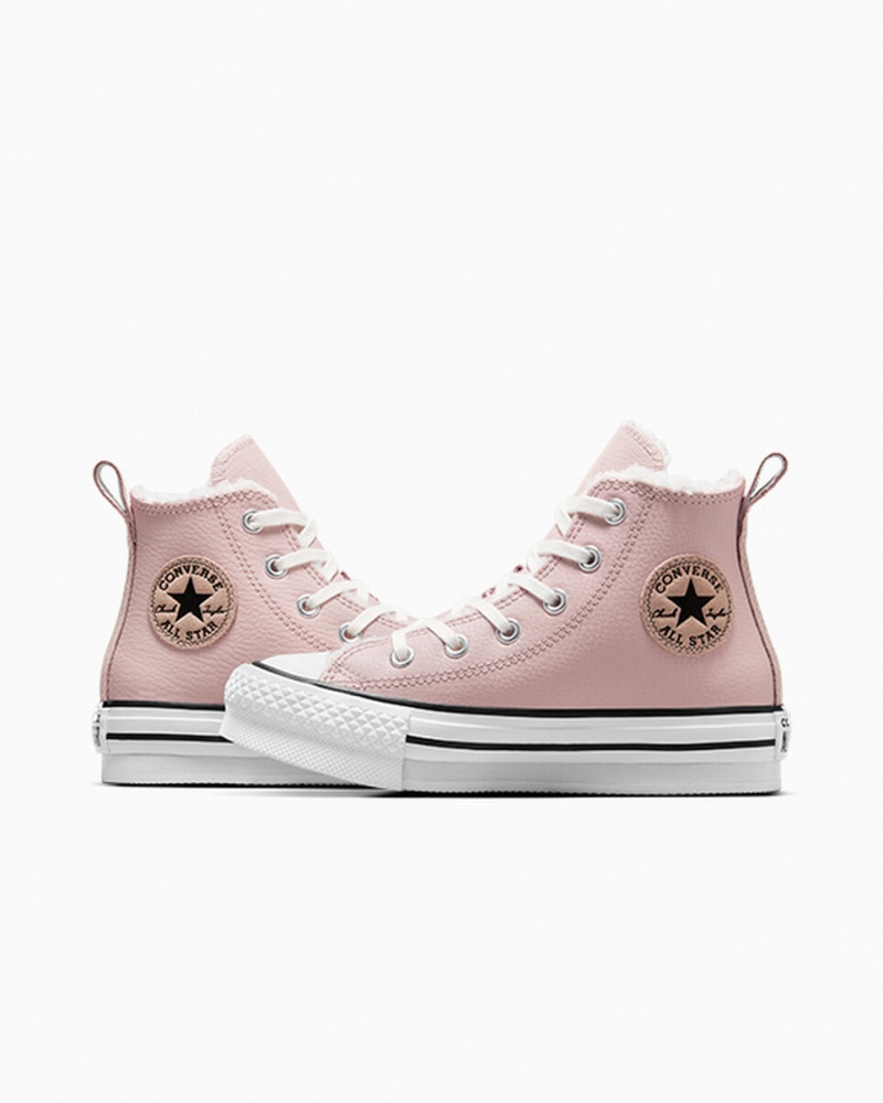 Converse Chuck Taylor All Star Lift Plataforma Cuero & Faux Fur Rosas Blancas Negras | 650-MXVIQH