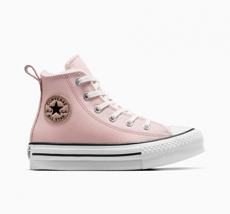 Converse Chuck Taylor All Star Lift Plataforma Cuero & Faux Fur Rosas Blancas Negras | 650-MXVIQH