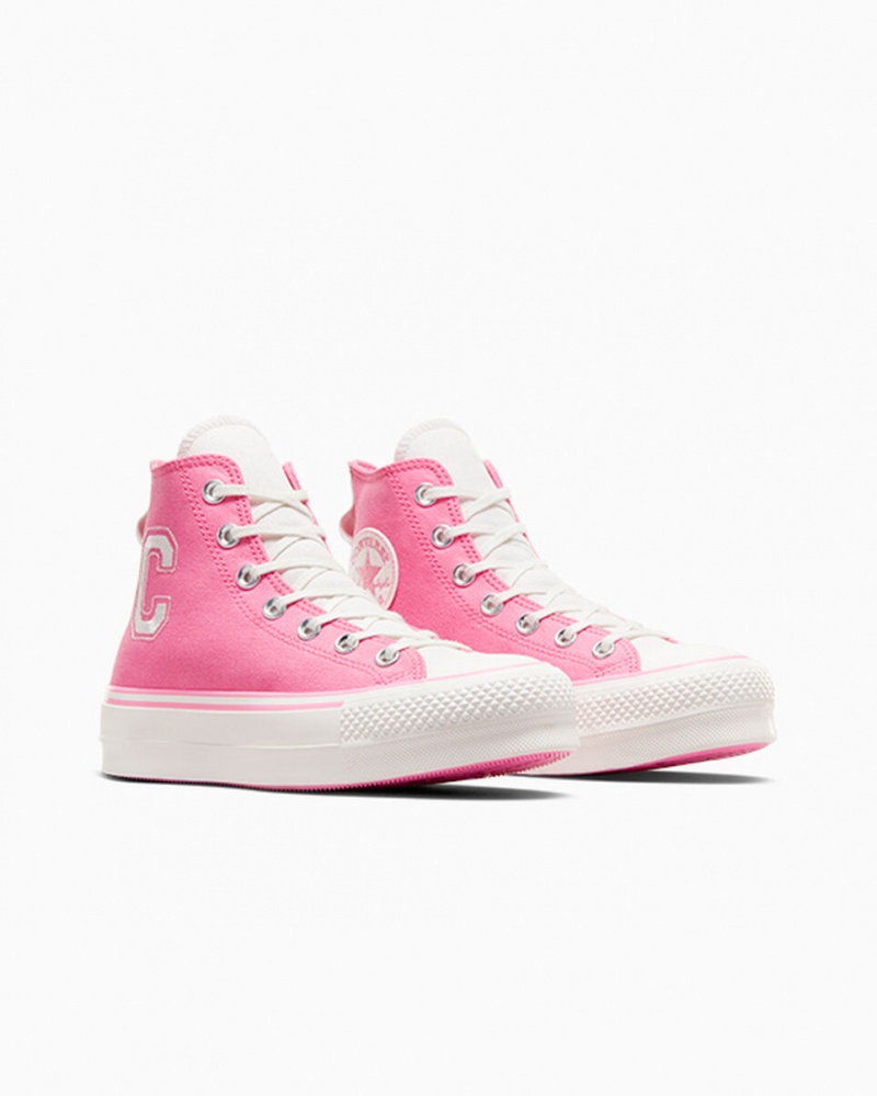 Converse Chuck Taylor All Star Lift Plataforma Retro Varsity Rosas Rosas | 326-PWJONT