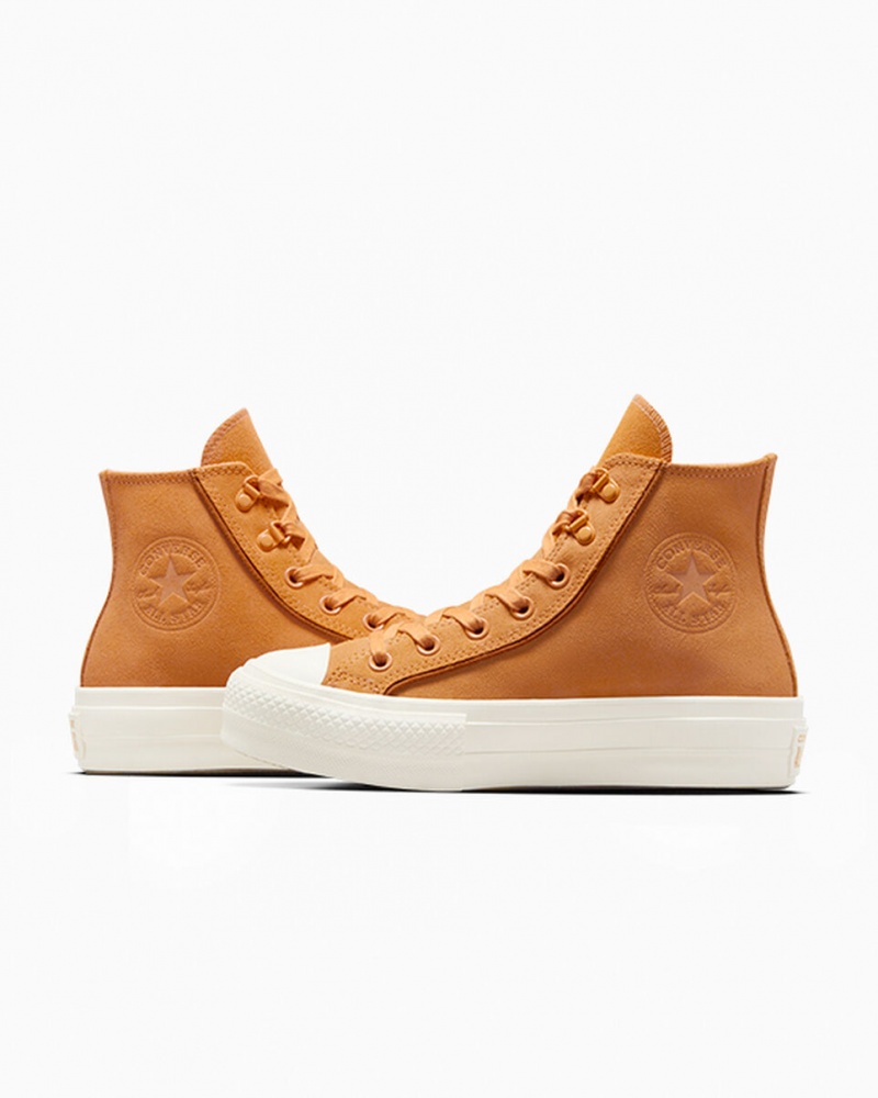 Converse Chuck Taylor All Star Lift Plataforma Gamuza Tiger Moth / Tawny Owl / Egret | 163-HYXSPL