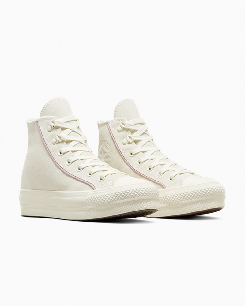 Converse Chuck Taylor All Star Lift Plataforma Gamuza Egret / Phantom Violet / Egret | 398-BOERID