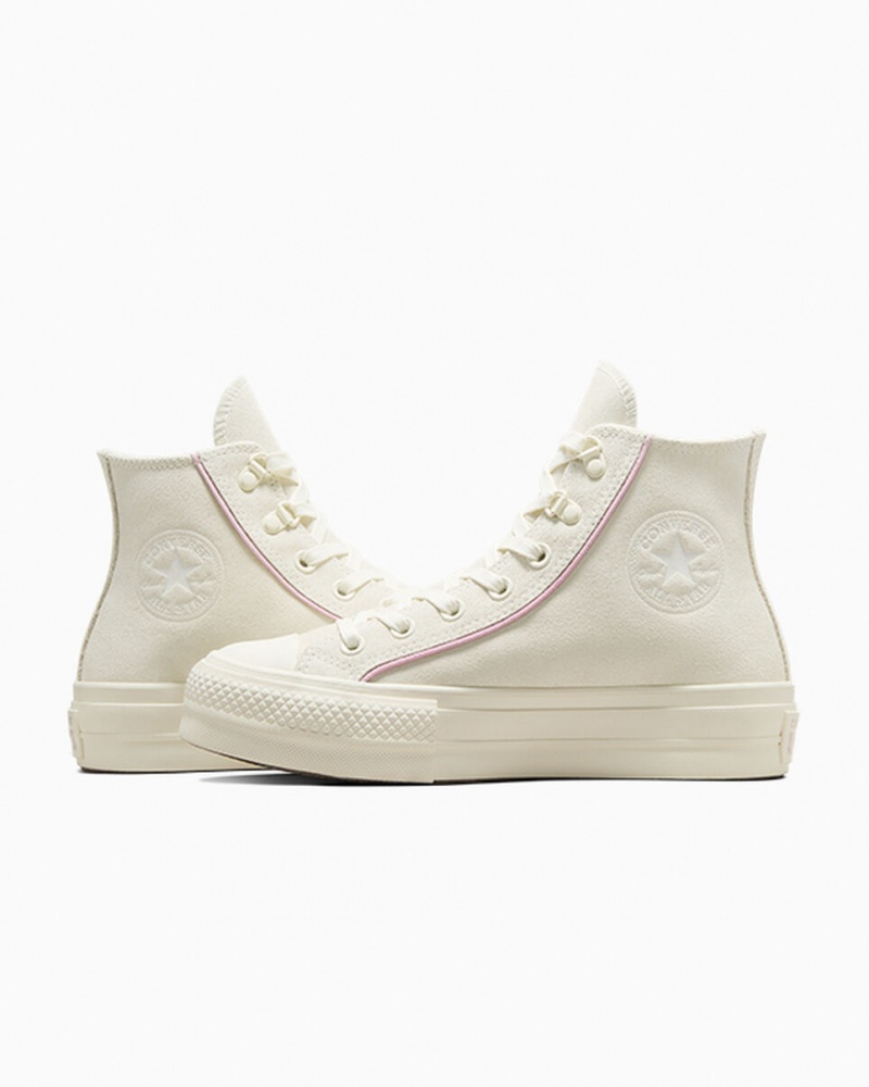 Converse Chuck Taylor All Star Lift Plataforma Gamuza Egret / Phantom Violet / Egret | 398-BOERID