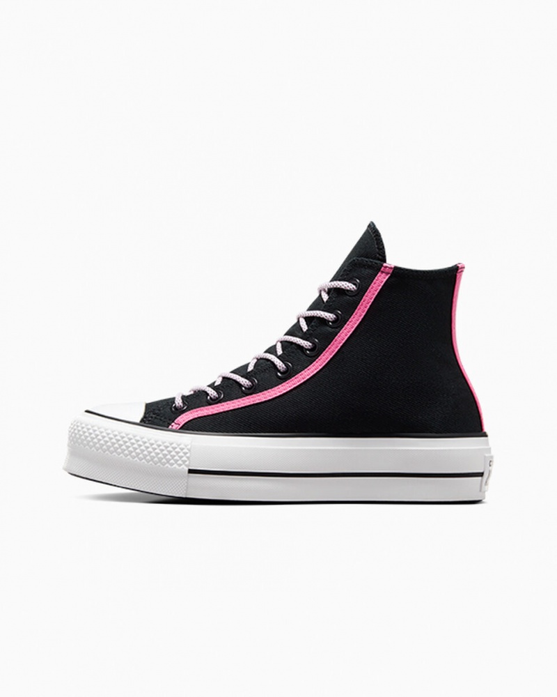 Converse Chuck Taylor All Star Lift Plataforma Utility Twist Negras Rosas Blancas | 182-MNDZCW