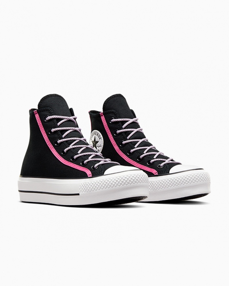 Converse Chuck Taylor All Star Lift Plataforma Utility Twist Negras Rosas Blancas | 182-MNDZCW