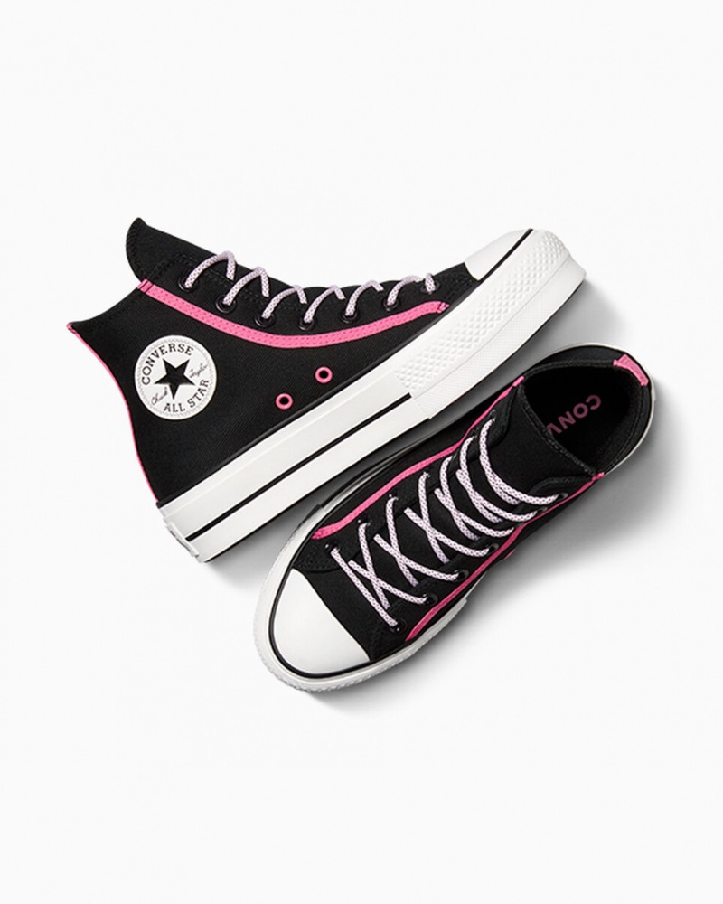 Converse Chuck Taylor All Star Lift Plataforma Utility Twist Negras Rosas Blancas | 182-MNDZCW