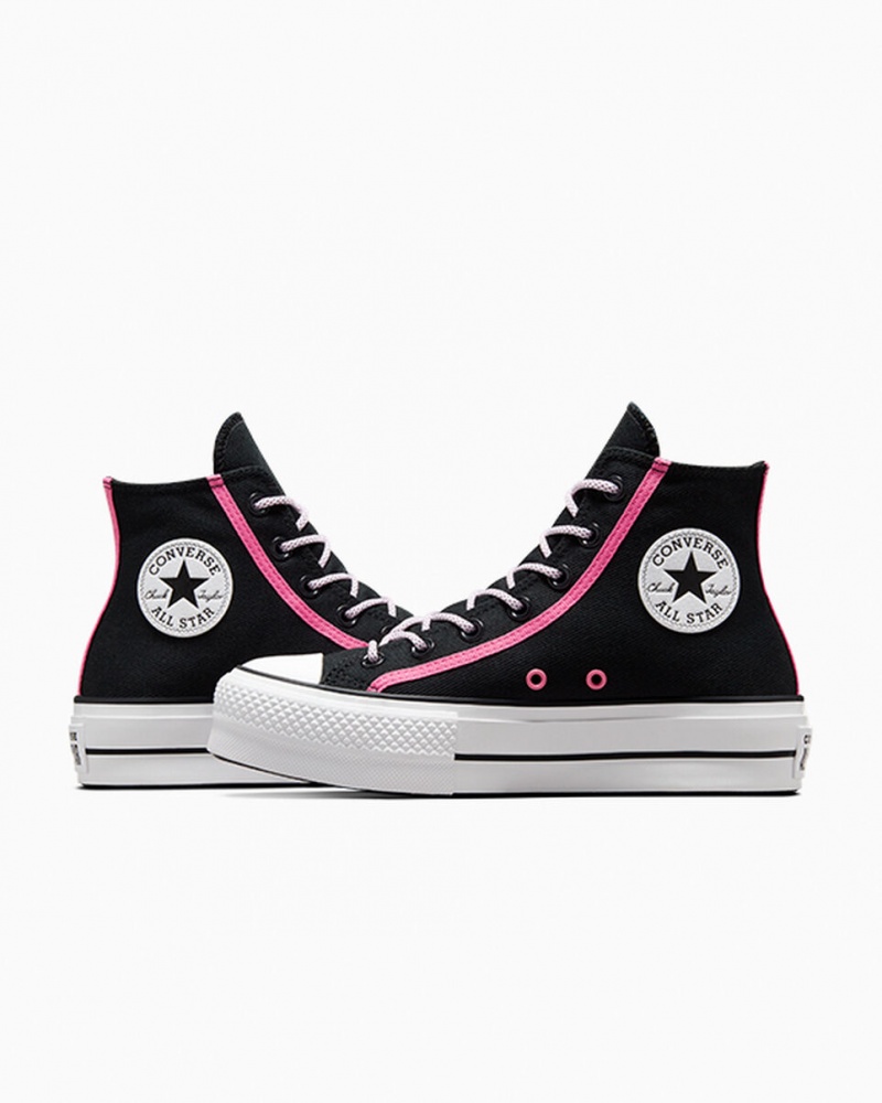 Converse Chuck Taylor All Star Lift Plataforma Utility Twist Negras Rosas Blancas | 182-MNDZCW