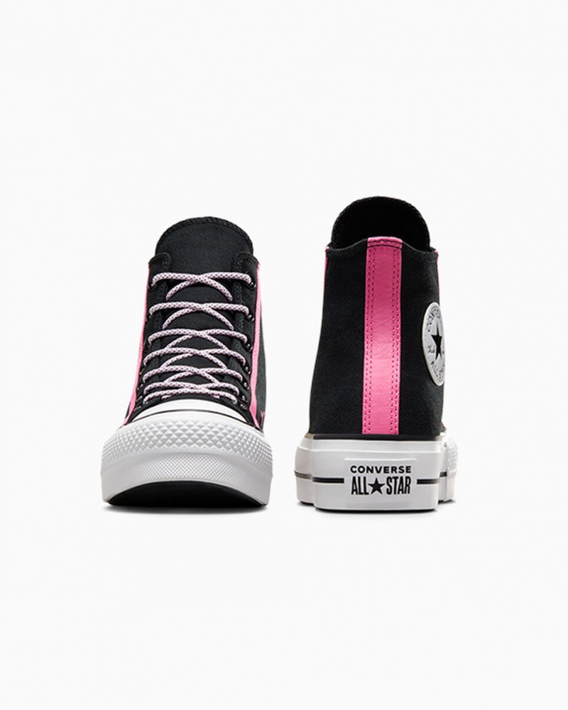 Converse Chuck Taylor All Star Lift Plataforma Utility Twist Negras Rosas Blancas | 182-MNDZCW