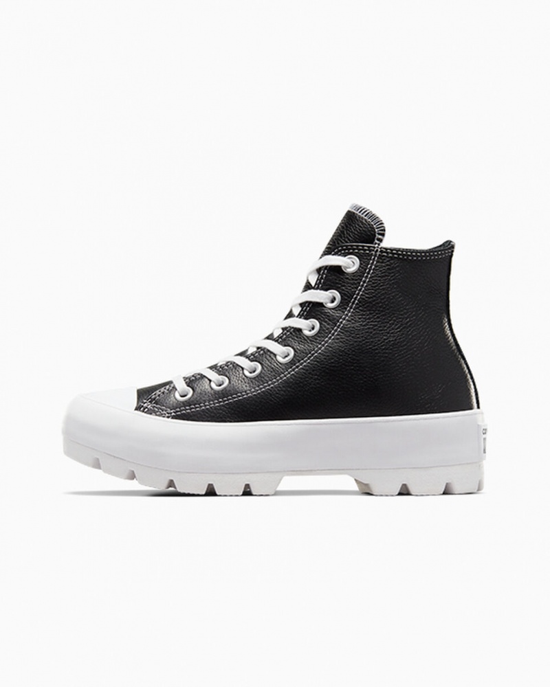 Converse Chuck Taylor All Star Lugged Cuero Negras Blancas Blancas | 431-HQTGOJ