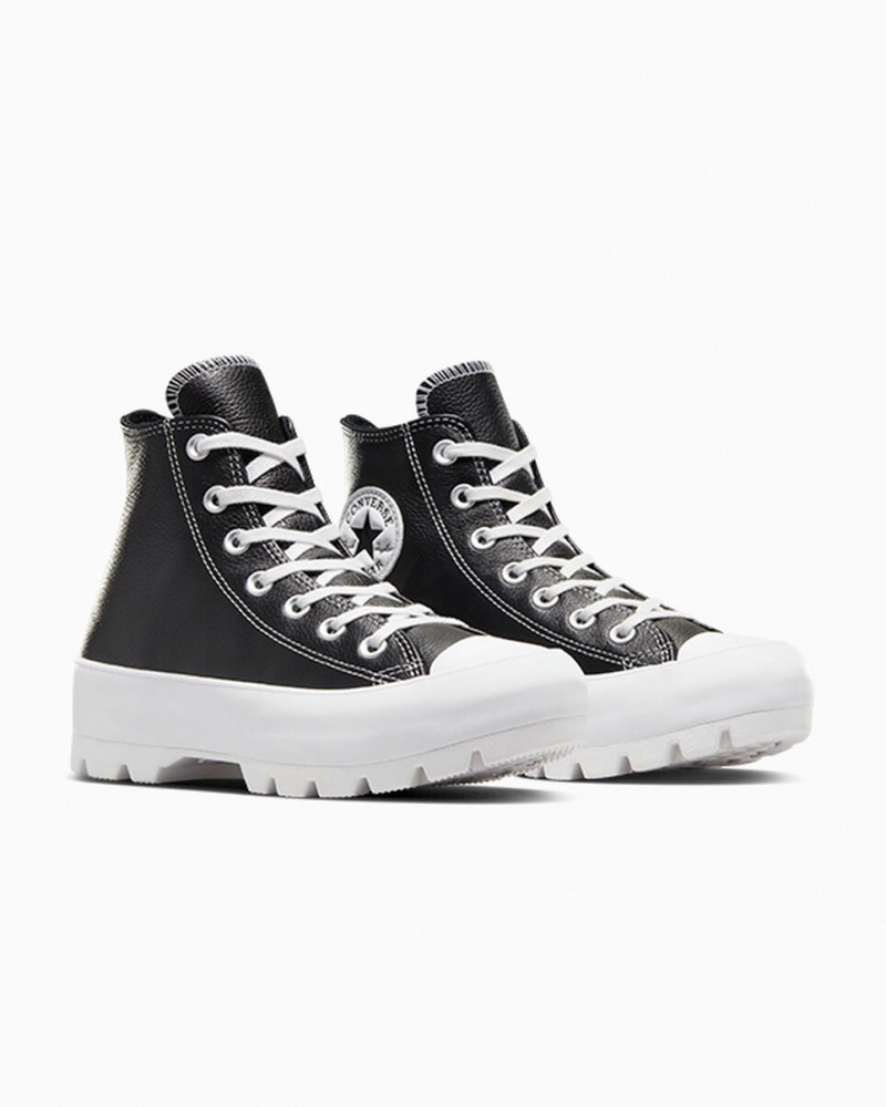 Converse Chuck Taylor All Star Lugged Cuero Negras Blancas Blancas | 431-HQTGOJ