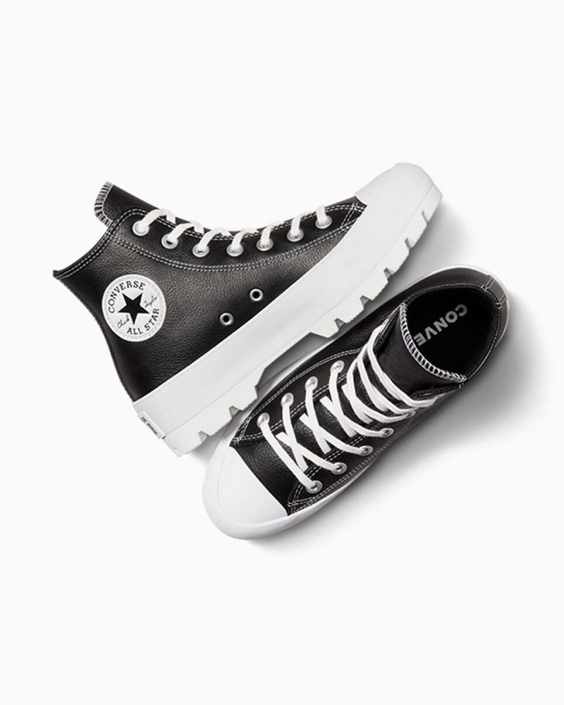 Converse Chuck Taylor All Star Lugged Cuero Negras Blancas Blancas | 431-HQTGOJ