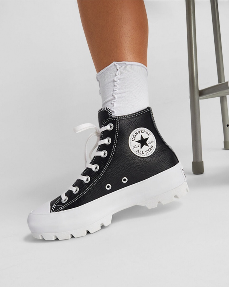 Converse Chuck Taylor All Star Lugged Cuero Negras Blancas Blancas | 431-HQTGOJ