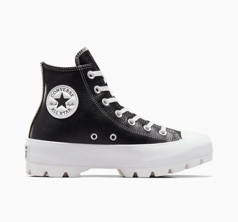 Converse Chuck Taylor All Star Lugged Cuero Negras Blancas Blancas | 431-HQTGOJ