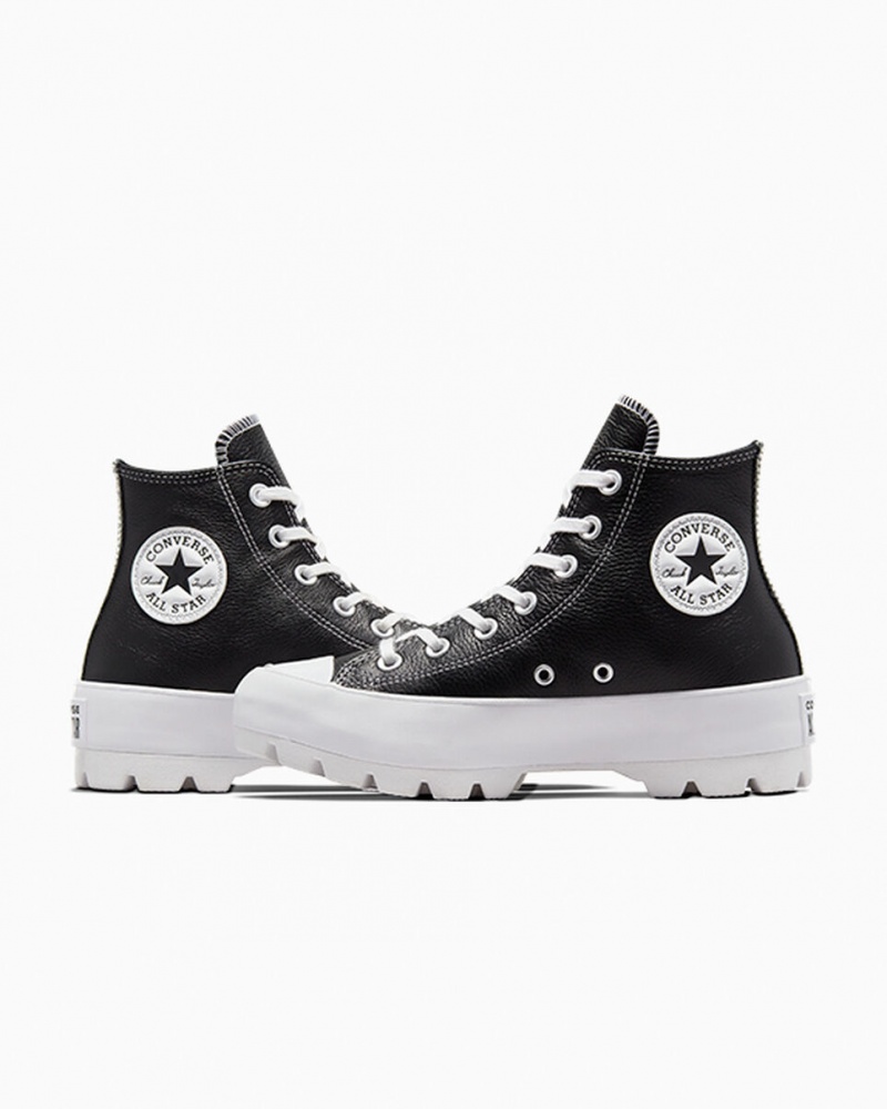 Converse Chuck Taylor All Star Lugged Cuero Negras Blancas Blancas | 167-HYVWBI