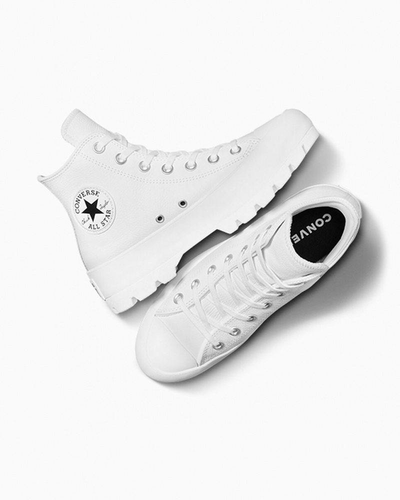 Converse Chuck Taylor All Star Lugged Cuero Blancas Negras Blancas | 328-KFLXZW