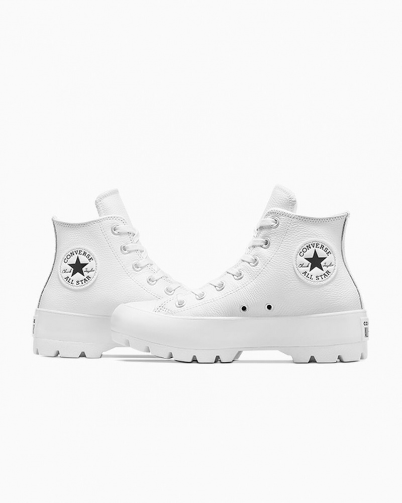 Converse Chuck Taylor All Star Lugged Cuero Blancas Negras Blancas | 328-KFLXZW