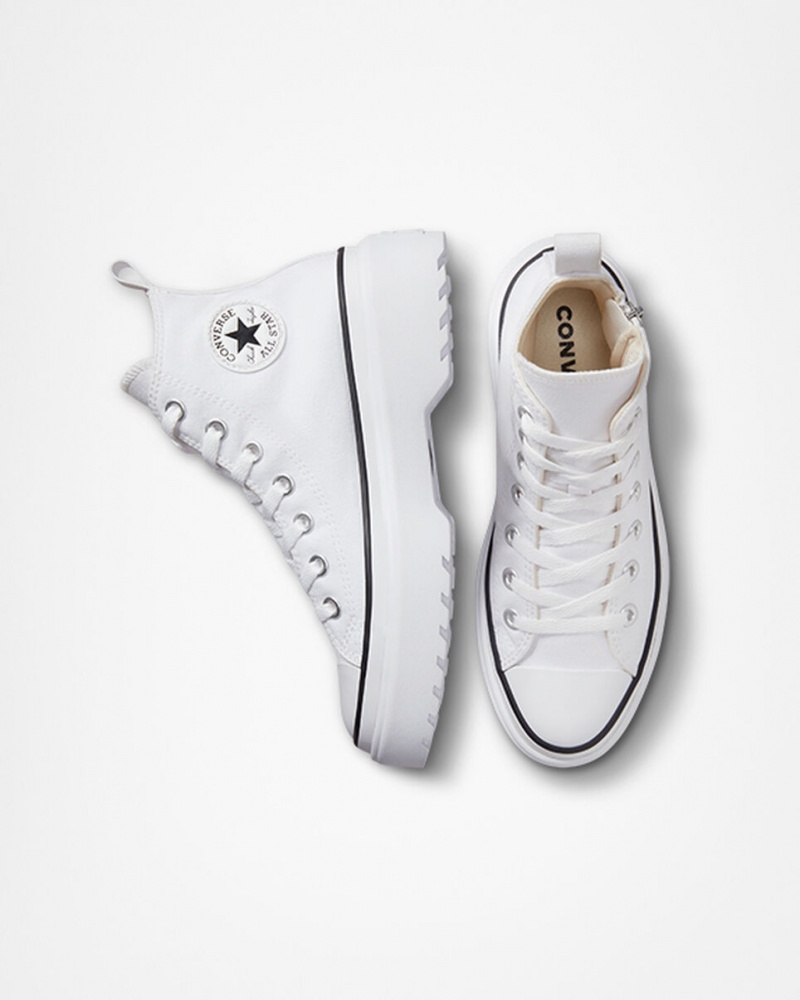 Converse Chuck Taylor All Star Lugged Lift Plataforma Lona Blancas Blancas Negras | 739-GITRLC