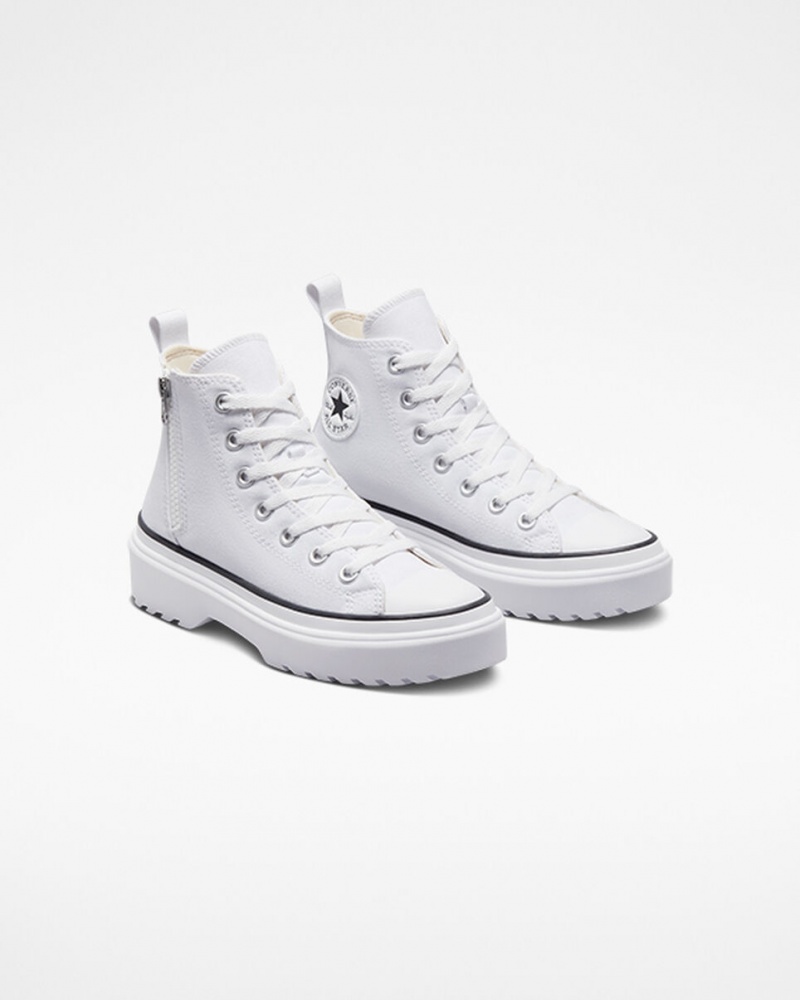 Converse Chuck Taylor All Star Lugged Lift Plataforma Lona Blancas Blancas Negras | 739-GITRLC