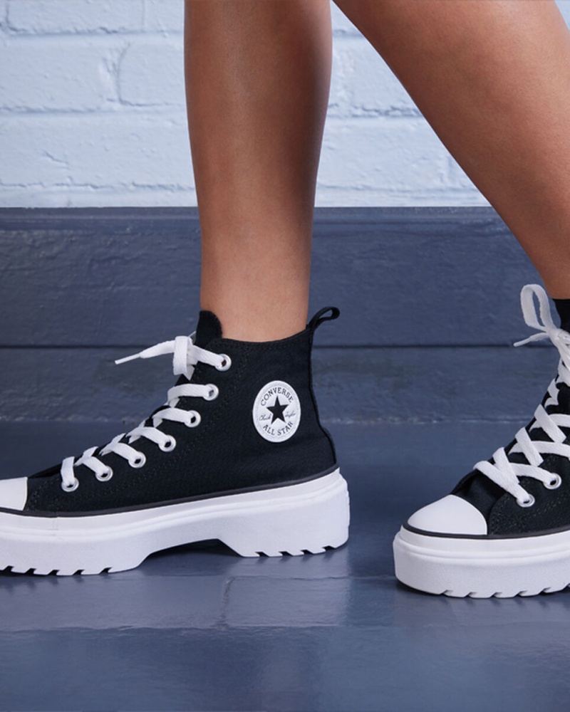 Converse Chuck Taylor All Star Lugged Lift Plataforma Lona Negras Negras Blancas | 486-FMEQLI