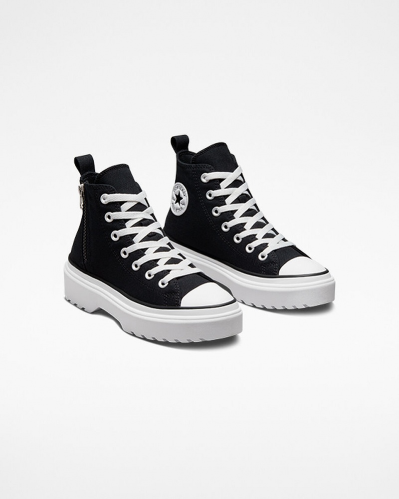 Converse Chuck Taylor All Star Lugged Lift Plataforma Lona Negras Negras Blancas | 130-GYFQMD