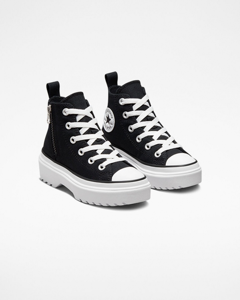 Converse Chuck Taylor All Star Lugged Lift Plataforma Lona Negras Negras Blancas | 023-PGJHLT