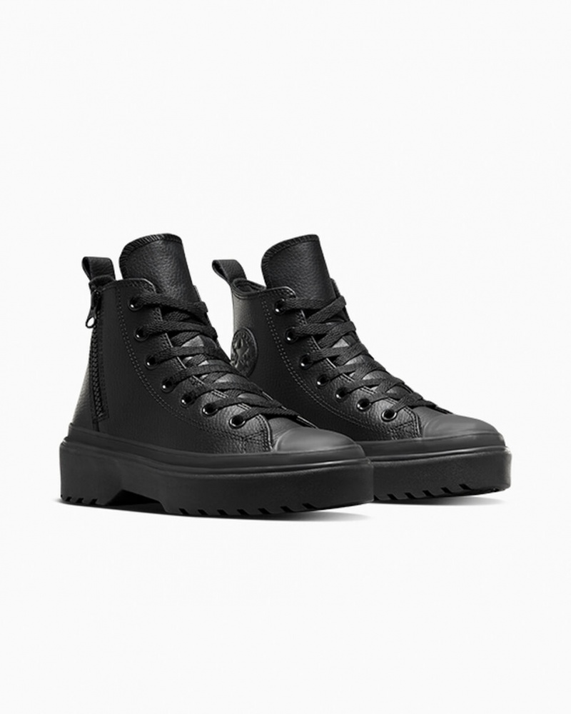 Converse Chuck Taylor All Star Lugged Lift Plataforma Cuero Negras Negras Negras | 760-DULFYS