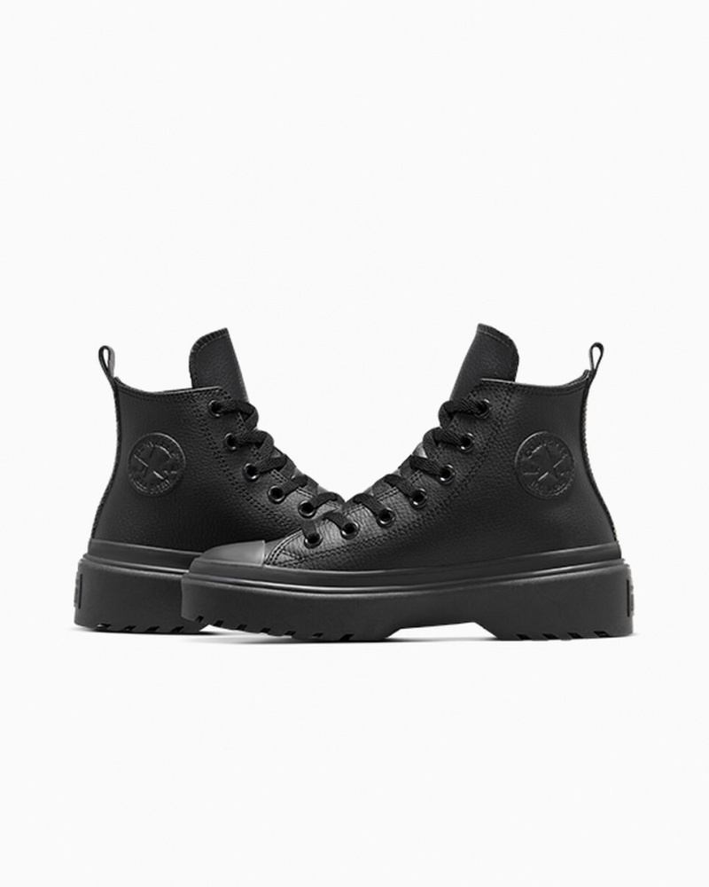 Converse Chuck Taylor All Star Lugged Lift Plataforma Cuero Negras Negras Negras | 760-DULFYS