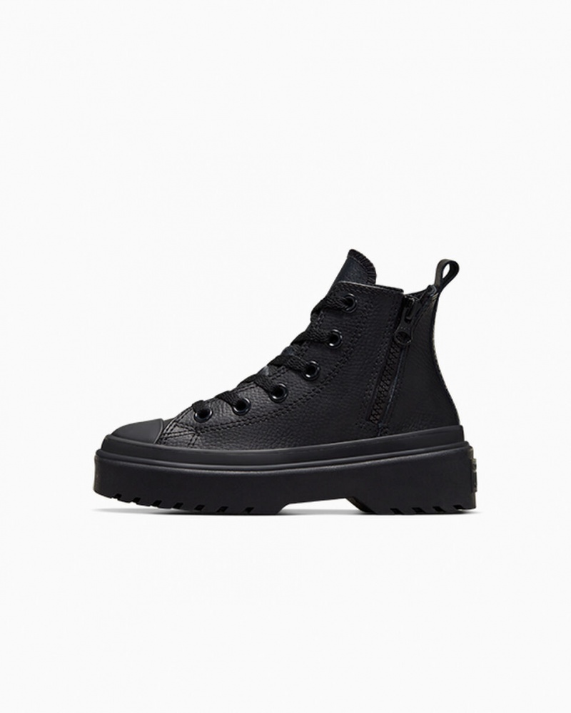 Converse Chuck Taylor All Star Lugged Lift Plataforma Cuero Negras Negras Negras | 318-BCYEQM