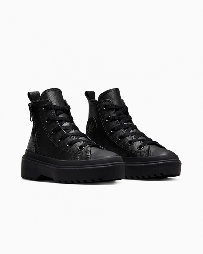 Converse Chuck Taylor All Star Lugged Lift Plataforma Cuero Negras Negras Negras | 318-BCYEQM