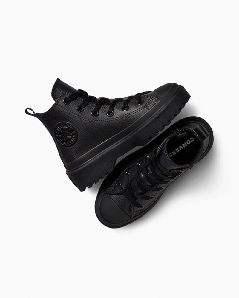 Converse Chuck Taylor All Star Lugged Lift Plataforma Cuero Negras Negras Negras | 318-BCYEQM