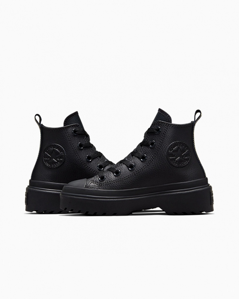 Converse Chuck Taylor All Star Lugged Lift Plataforma Cuero Negras Negras Negras | 318-BCYEQM