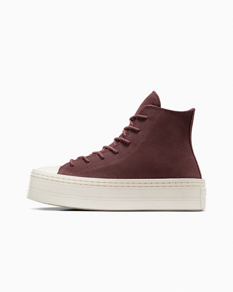 Converse Chuck Taylor All Star Modern Lift Plataforma Gamuza Marrones | 561-PKWZIT