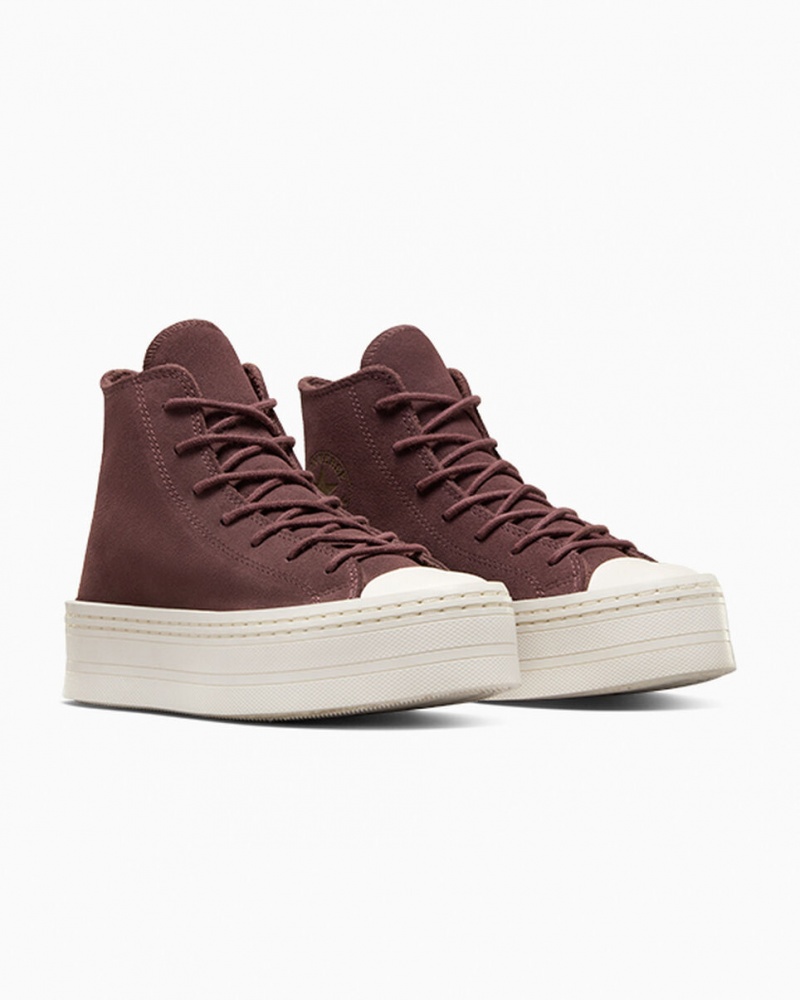 Converse Chuck Taylor All Star Modern Lift Plataforma Gamuza Marrones | 561-PKWZIT