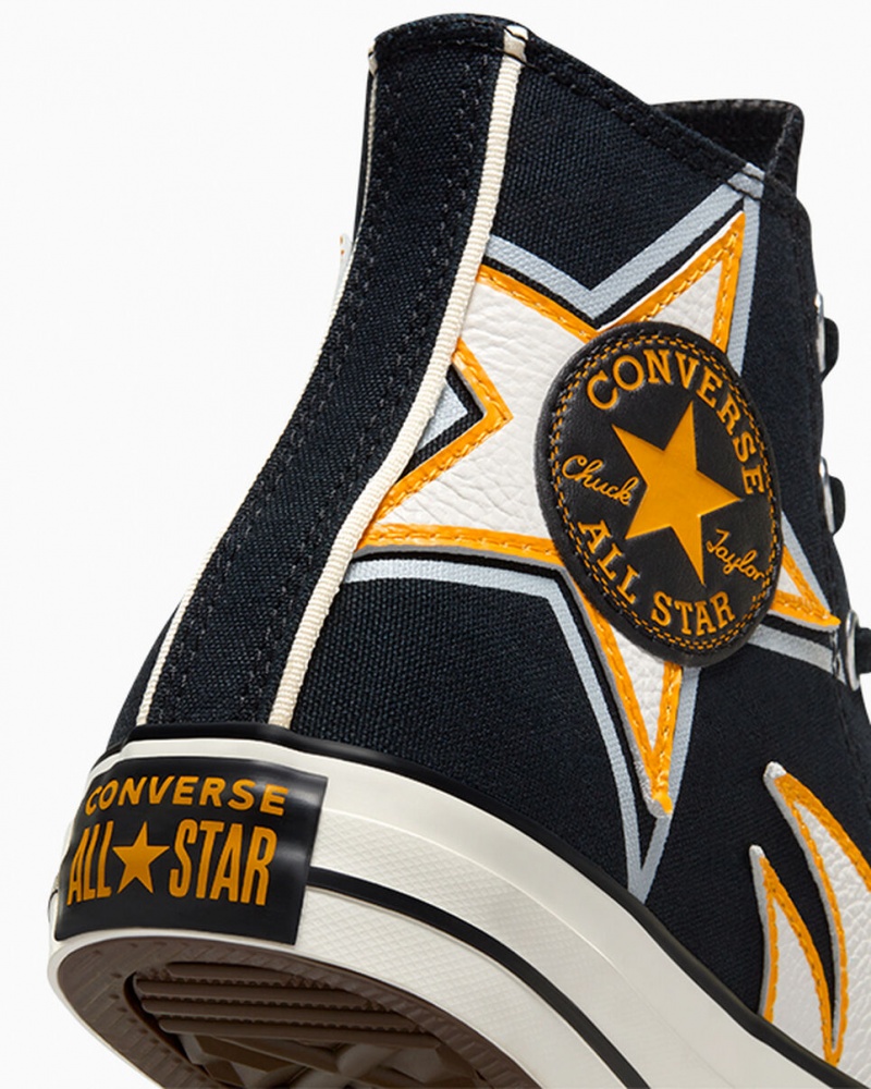 Converse Chuck Taylor All Star Moto Negras Blancas Amarillo | 589-BQCZUJ