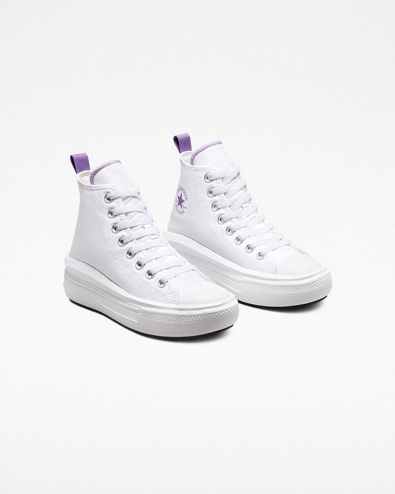 Converse Chuck Taylor All Star Move Plataforma Blancas Moradas Blancas | 523-QSXGUE