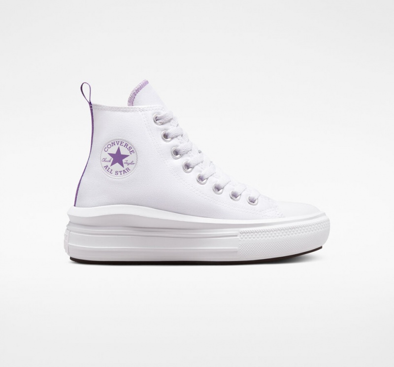 Converse Chuck Taylor All Star Move Plataforma Blancas Moradas Blancas | 523-QSXGUE