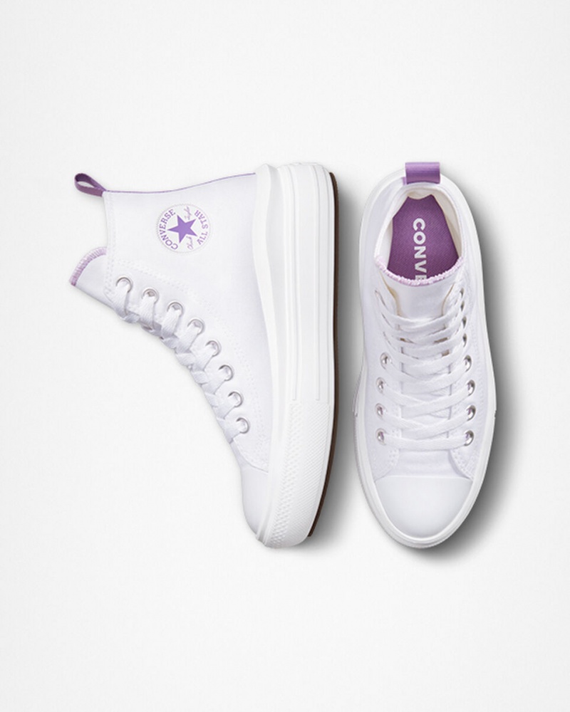 Converse Chuck Taylor All Star Move Plataforma Blancas Moradas Blancas | 054-HZDQWI