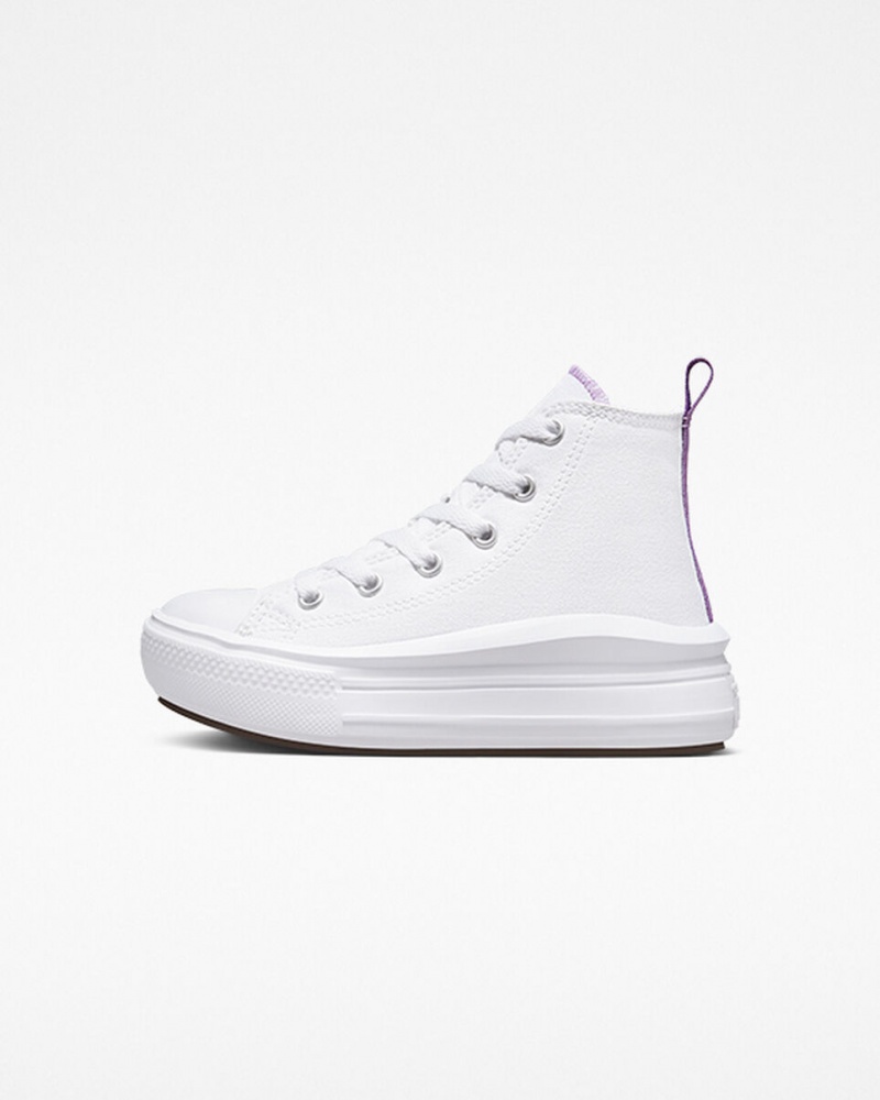 Converse Chuck Taylor All Star Move Plataforma Blancas Moradas Blancas | 854-DILQNJ