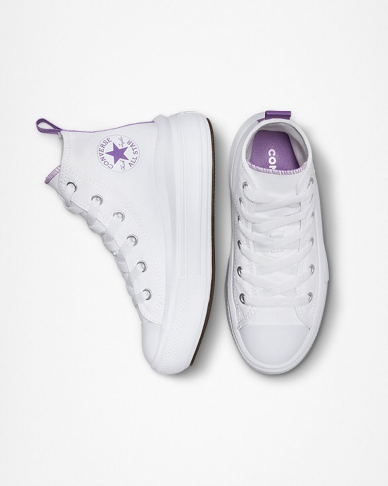 Converse Chuck Taylor All Star Move Plataforma Blancas Moradas Blancas | 479-RZKXDI