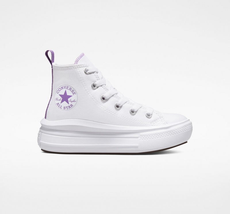 Converse Chuck Taylor All Star Move Plataforma Blancas Moradas Blancas | 479-RZKXDI