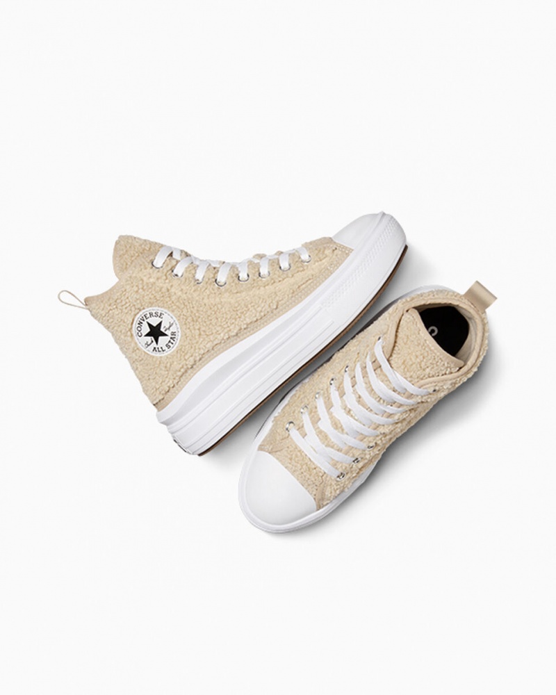 Converse Chuck Taylor All Star Move Plataforma Sherpa Blancas Negras | 425-IFNTQC