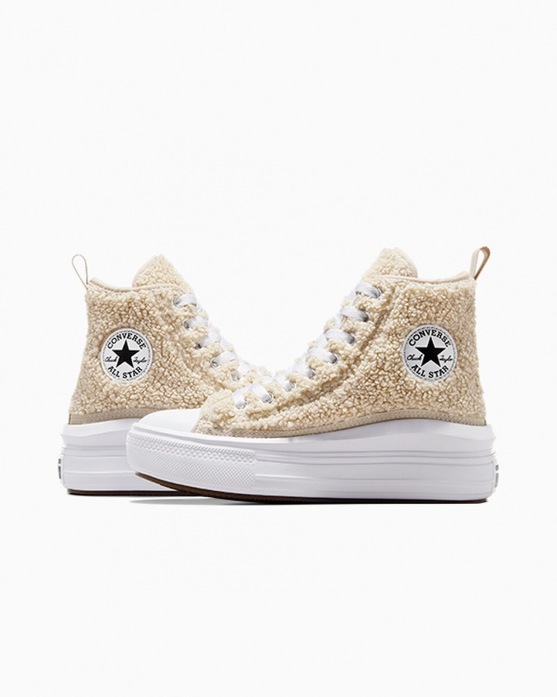 Converse Chuck Taylor All Star Move Plataforma Sherpa Blancas Negras | 425-IFNTQC